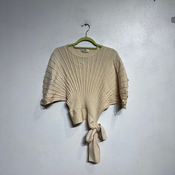 Club Monaco Cream Dolman Short Sleeve Side Tie Sweater Sz S - Picture 2 of 11